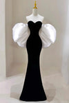 Raspberry Mermaid Velvet Handmade Prom Dress with Cape main image 1