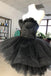 Black Sweetheart Puffy Short Prom Dress, Cute Tulle Homecoming Gown UQH0245