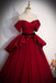 Burgundy Tulle and Satin Prom Dress with Sash Graduation Dress Women UQP0324