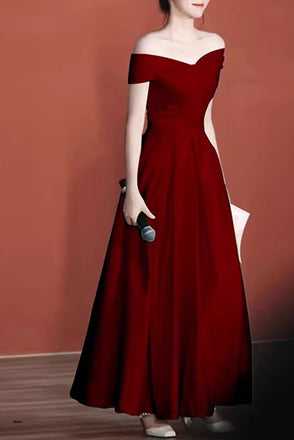 Ivory Off the Shoulder Long Prom Dress with Lace Up Back, A Line Formal Gown UQP0314