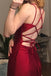 Burgundy Spaghetti Straps Mermaid Prom Dress, Long Evening Formal Gown UQP0337