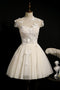 A Line Cap Sleeves Tulle Homecoming Dress with Butterfly, Cute Short Prom Gown UQH0239