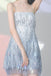 Blue Tassel Summer Spaghetti Strap Evening Party Club Short Prom Dress UQD009
