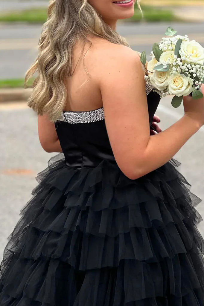 Light Blue Sweetheart Tulle Layers Prom Gown, A Line Tiered Evening Dress with Bowknot UQP0289