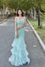 Green Spaghetti Straps Sequin Mermaid Prom Dress, Long Evening Gown UQP0329