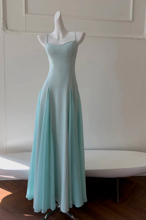 Tiffany Blue Spaghetti Straps Long Prom Dress, Simple New Style Party Gown UQP0372