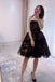 Black Cute Sweetheart Tulle Formal Dresses, Puffy Strapless Appliqued Homecoming Dress UQ1878