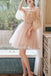 A Line Spaghetti Straps Tulle Short Homecoming Dress with Flowers UQH0158