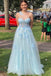 A Line One Shoulder Tulle Prom Dress with Flowers, New Style Appliqued Party Gown UQP0221