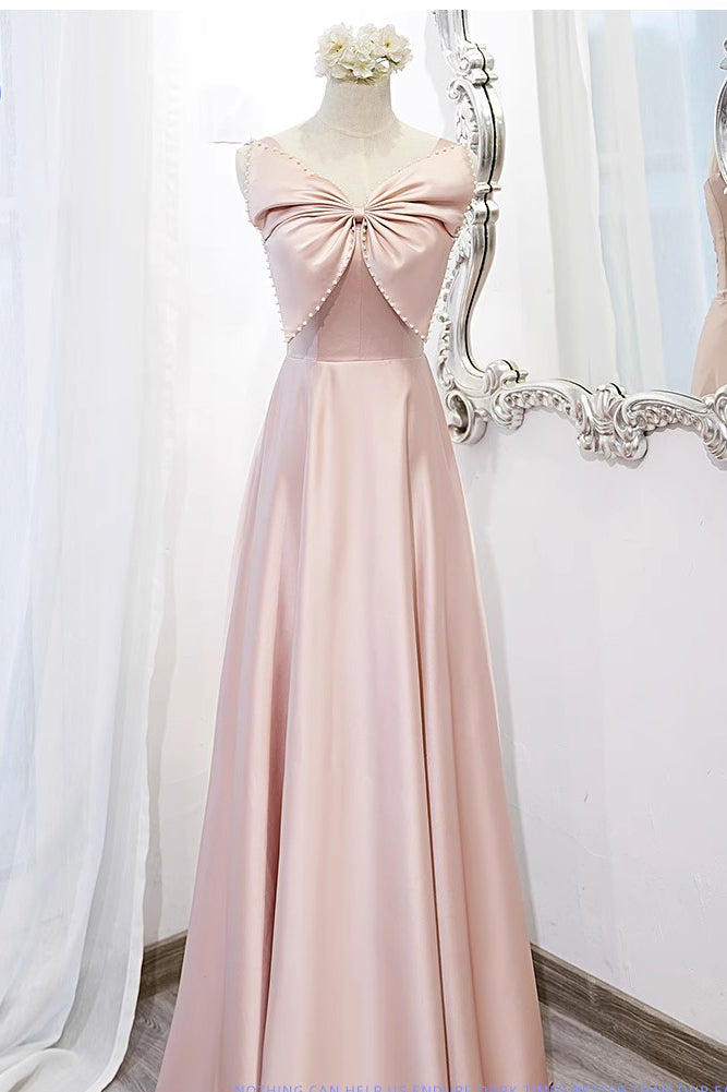 A Line New Style Satin Bridesmaid Dress, Pink Cheap Multiple Styles Floor Length Dresses UQB0032