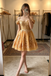A-line Off the Shoulder Short Homecoming Dress with Lace Appliques UQH0274