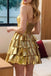 Gold Sweetheart Tiered Homecoming Gown, A Line Short Prom Dresses UQH0260