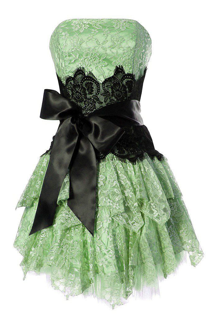 A Line Strapless Lace Short Homecoming Gown with Bow, Pink Cute Hoco Dress UQH0271