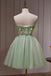 Green Sweetheart Neck Short Hoco Dress with Flowers, A Line Tulle Sweet 16 Dress UQH0232