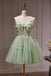 Green Sweetheart Neck Short Hoco Dress with Flowers, A Line Tulle Sweet 16 Dress UQH0232