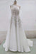 Ivory Gorgeous One Shoulder Tulle Wedding Dress with Beading, A Line Long Prom Gown UQW0133