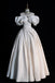 Ivory Off the Shoulder Puffy Wedding Dress, Floor Length Satin Bridal Dresses UQW0113