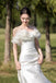 Ivory Off the Shoulder Satin Beach Wedding Dress with Flowers, Romantic Mermaid Bridal Dress UQW0118