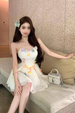 Ivory Cute Sweet 16 Dress, A Line Spaghetti Straps Short Formal Dress for Birthday UQH0235