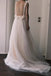 Ivory Straps Tulle Long Beach Wedding Dress, Simple Square Neck Bridal Gown UQW0139