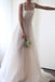 Ivory Straps Tulle Long Beach Wedding Dress, Simple Square Neck Bridal Gown UQW0139