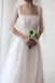 Ivory Straps Tulle Long Beach Wedding Dress, Simple Square Neck Bridal Gown UQW0139