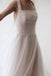 Ivory Straps Tulle Long Beach Wedding Dress, Simple Square Neck Bridal Gown UQW0139