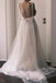 Ivory Straps Tulle Long Beach Wedding Dress, Simple Square Neck Bridal Gown UQW0139