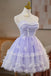 Princess Sweetheart Tulle Homecoming Dress with Lace, A Line Lavender Prom Gown UQH0284