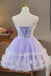 Princess Sweetheart Tulle Homecoming Dress with Lace, A Line Lavender Prom Gown UQH0284