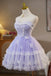 Princess Sweetheart Tulle Homecoming Dress with Lace, A Line Lavender Prom Gown UQH0284