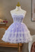 Princess Sweetheart Tulle Homecoming Dress with Lace, A Line Lavender Prom Gown UQH0284