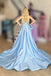 A Line Strapless Satin Long Prom Dress, Evening Formal Gown With Bowknot UQP0326