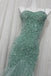 Green Spaghetti Straps Sequin Mermaid Prom Dress, Long Evening Gown UQP0329