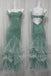 Green Spaghetti Straps Sequin Mermaid Prom Dress, Long Evening Gown UQP0329