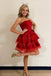 New Arrival Strapless Tiered Hoco Dress, A Line Short Prom Gown UQH0243