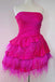 New Arrival Strapless Tiered Hoco Dress, A Line Short Prom Gown UQH0243