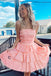 New Arrival Strapless Tiered Hoco Dress, A Line Short Prom Gown UQH0243