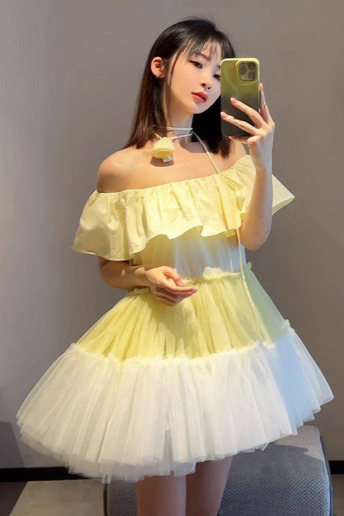 New Arrival Off the Shoulder Tulle Homecoming Gown, Short Hoco Dresses
