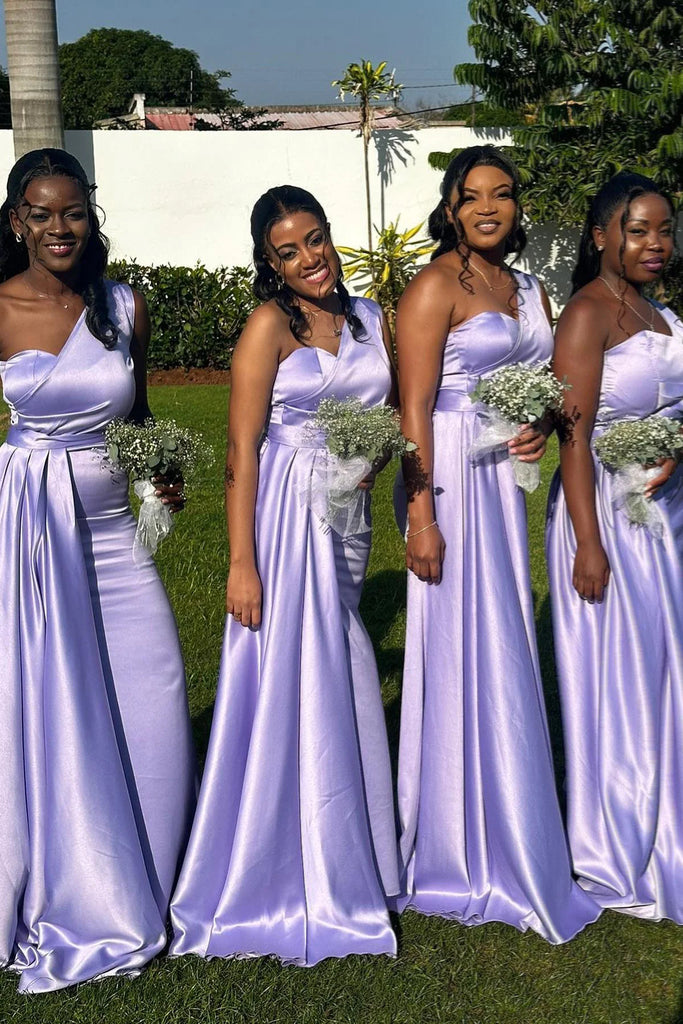 Lilac Mermaid Sleeveless One Shoulder Satin Long Bridesmaid Dress UQB0 Uniquedresss Lilac Mermaid Sleeveless One Shoulder Satin Long Bridesmaid Dress UQB0 Uniquedresss