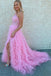 New Arrival One Shoulder Tulle Prom Dress with Lace, A Line Layers Formal Gown with Slit UQP0260