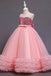 Puffy Sheer Neck Sleeveless Tulle Long Flower Girl Dress with Sequin, Cute Children Dress UQF0010