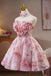 Pink Sweetheart Short Homecoming Dress with Handmade Flowers Sweet 16 Dress UQH0281