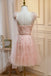 Pink Tulle Hoco Dress with Hand-made Flowers, New Arrival Sweet 16 Dresses UQH0226