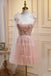 Pink Tulle Hoco Dress with Hand-made Flowers, New Arrival Sweet 16 Dresses UQH0226