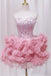 Pink Sweetheart Neck Tutu Dress with Rhinestone, Cute Homecoming Gown UQH0247