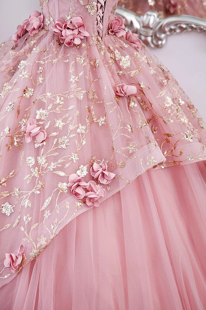 cute puffy light pink quinceanera dresses Light Pink Ball Gown Quinceanera Dress, Sweetheart Neck, Crystal Beaded Bow, Lace-Up Backless, Sleeveless Tulle, Chapel Train, Built-In Bra, Modern