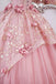 Princess Sleeveless Tulle Long Quinceanera Dress, Pink Puffy Prom Gown with Flowers UQP0253