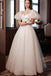 Princess Tulle Long Wedding Dress with Short Sleeves, A Line Bridal Dresses UQW0143