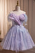 Purple Tulle Off the Shoulder Cute Short Homecoming Dress with Butterfly UQH0156
